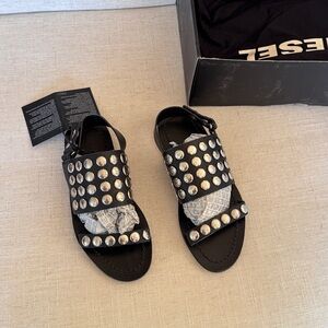 Diesel Studded Women’s Black Sandals Size‎ 6